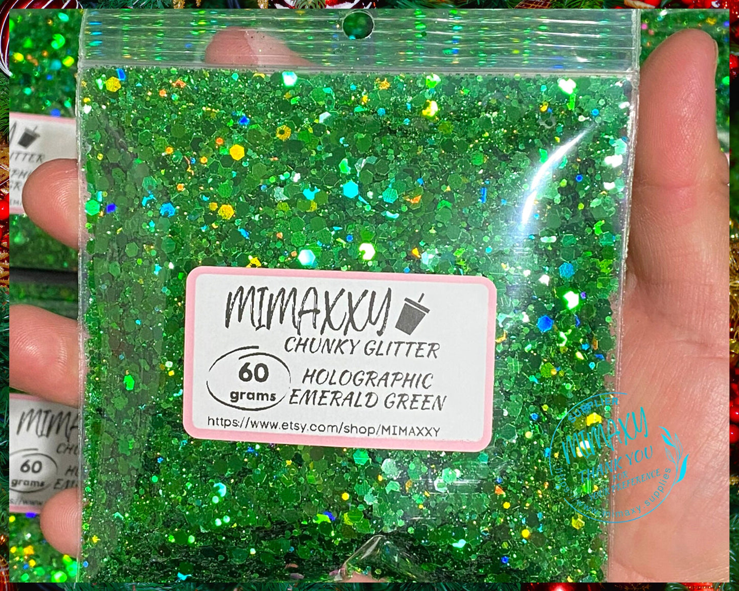 Holographic EMERALD GREEN Shaped Glitter, CHUNKY Glitter Mix, Cosmetic Glitter,Nail Art, Resin art,Snow Globe Tumbler,Craft, Holographic 010