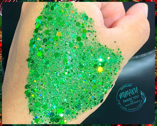 Holographic EMERALD GREEN Shaped Glitter, CHUNKY Glitter Mix, Cosmetic Glitter,Nail Art, Resin art,Snow Globe Tumbler,Craft, Holographic 010