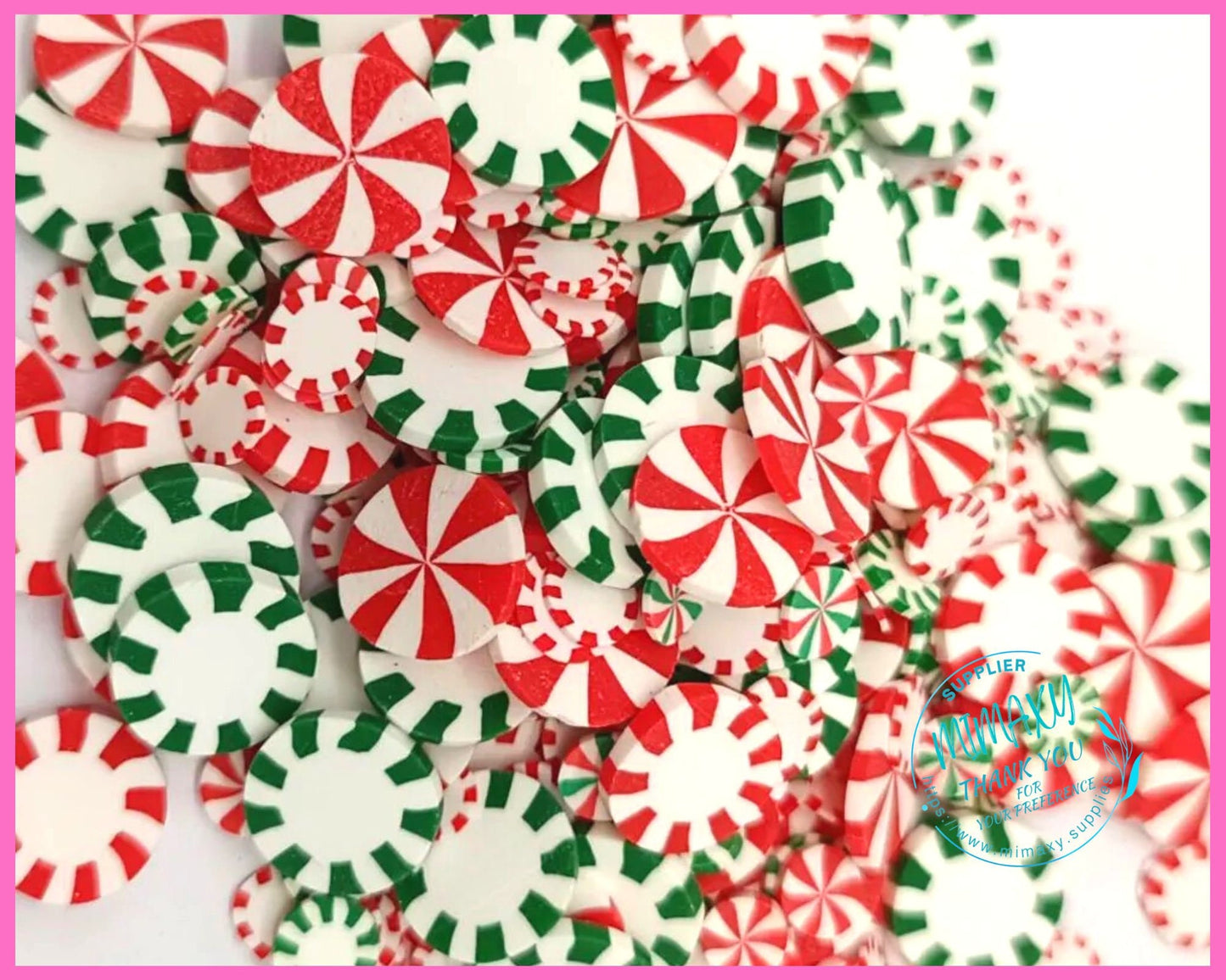 5-10mm MINT CHRISTMAS Mix , Sprinkle, Slime, Polymer Clay Slices, Fake Bake Nail, Craft Ships, mint, Pinwheel, tree, santa, winter, XMAS 034