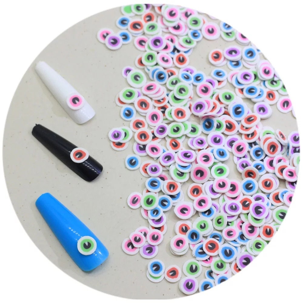 5mm MIX Evil Eye, Polymer Clay Slices / resin art / nail art / snow globe tumbler / crafts, blue, pink. black, red, purple, LUCKY EYE 002