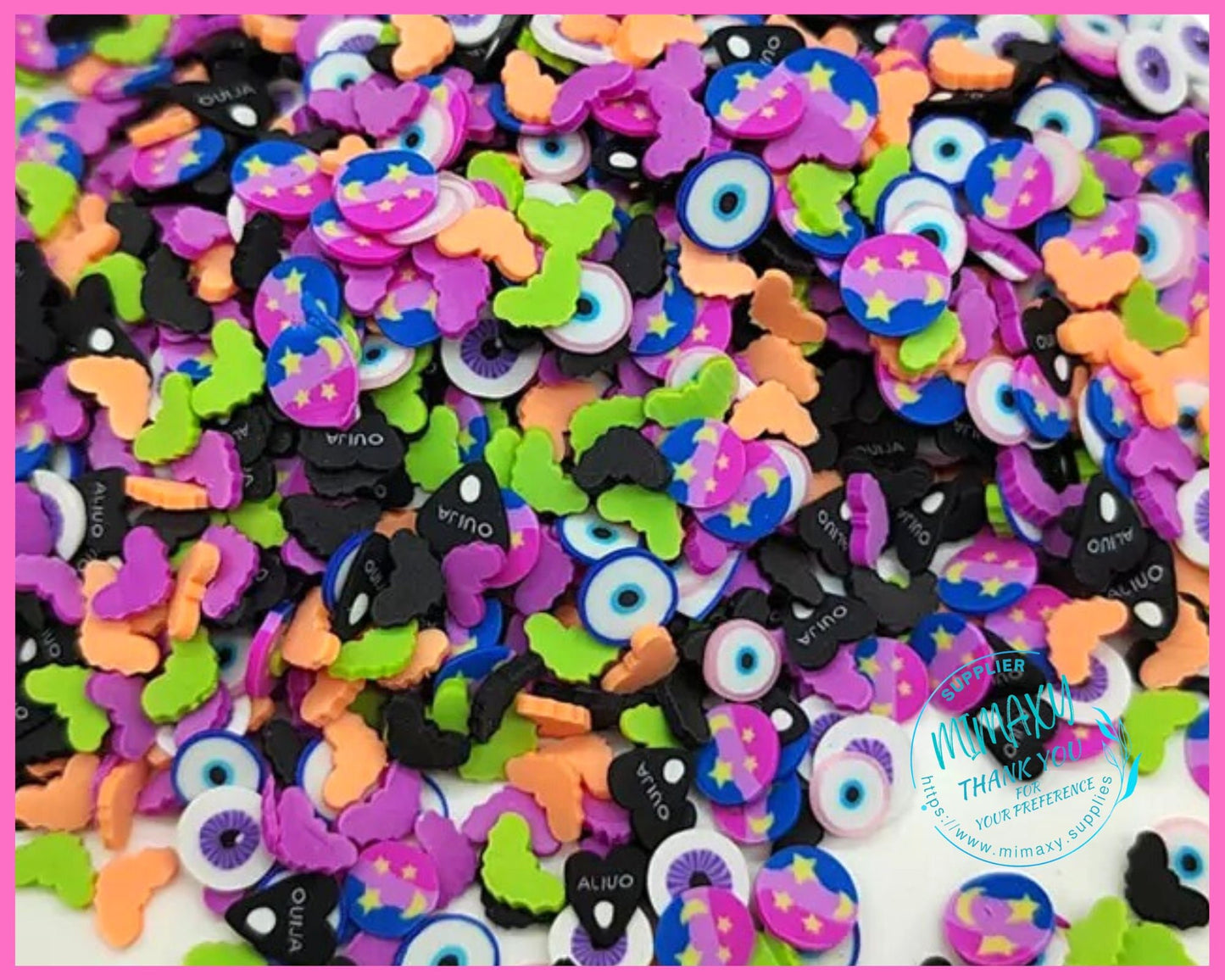 5mm MIX Lucky Eye, Polymer Clay Slices / resin art / nail art / snow globe tumbler / crafts, blue, pink. black, red, purple, LUCKY EYE 001