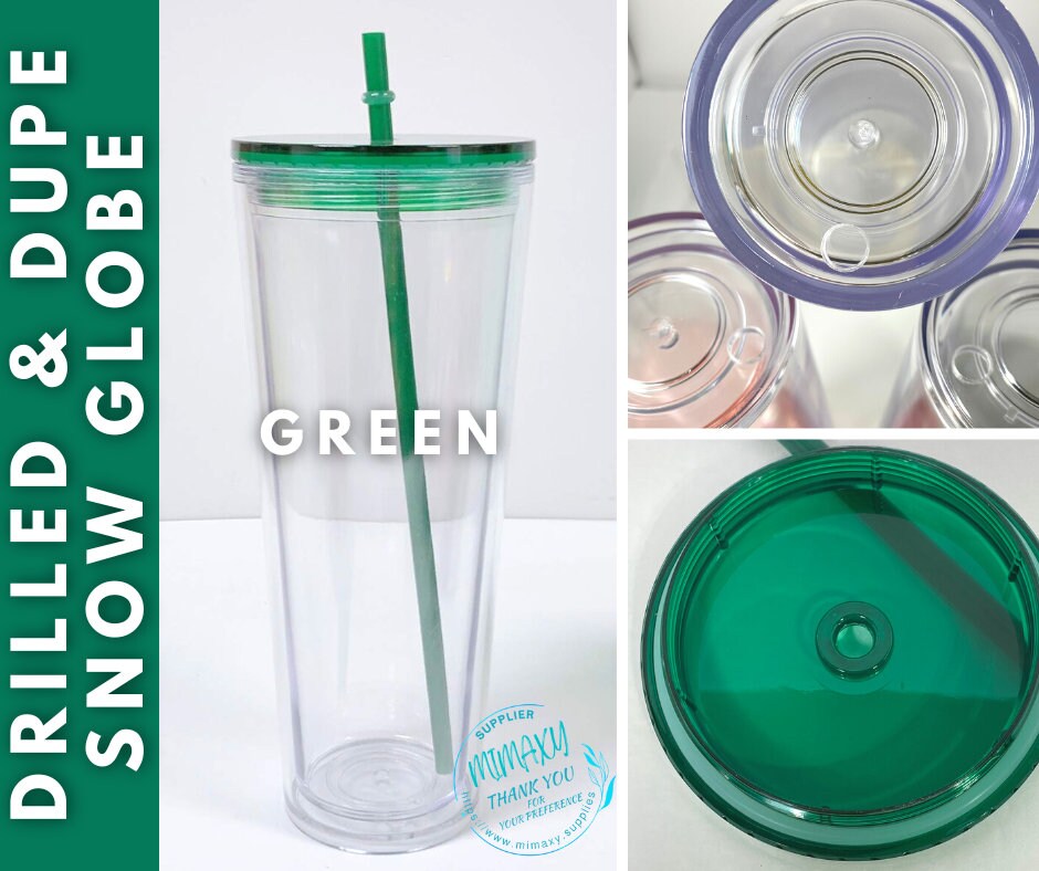 16oz / 22oz. ACRYLIC Tumbler / Double Wall Acrylic Tumbler / save time / Tumbler for snowglobe with hole / Bpa Free / Reusable, DRILLED