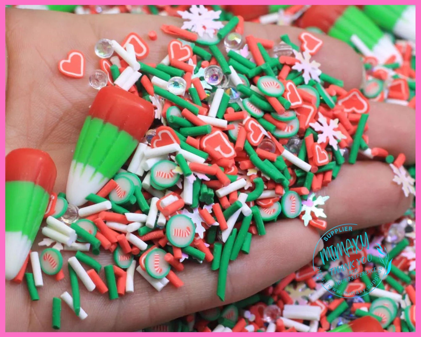 5-10 mm Candy Corn CHRISTMAS Mix , Sprinkle, Slime, Polymer Clay Slices, Fake Bake Nail, mint, Pinwheel, SNOW Flake, winter, XMAS 033