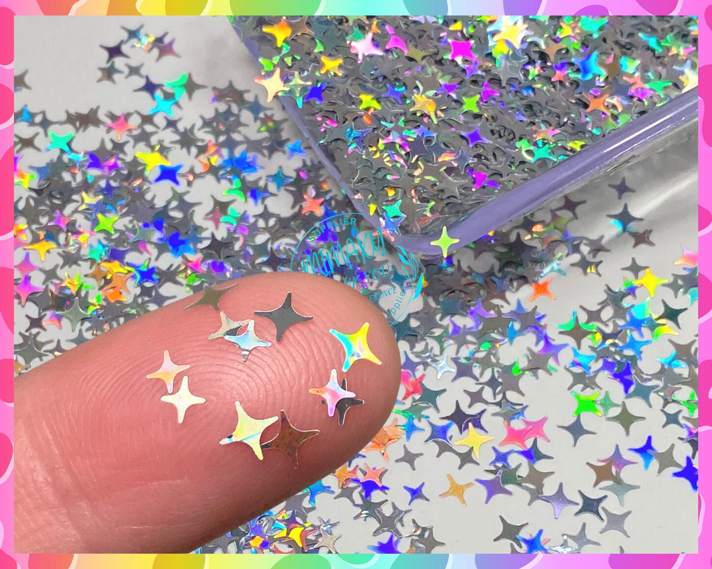 Silver LITTLE STAR Holographic, Shaped Glitter, Chunky Glitter Mix, Cosmetic Glitter,Nail Art, Resin art,Snow Globe, Craft, STARS 001