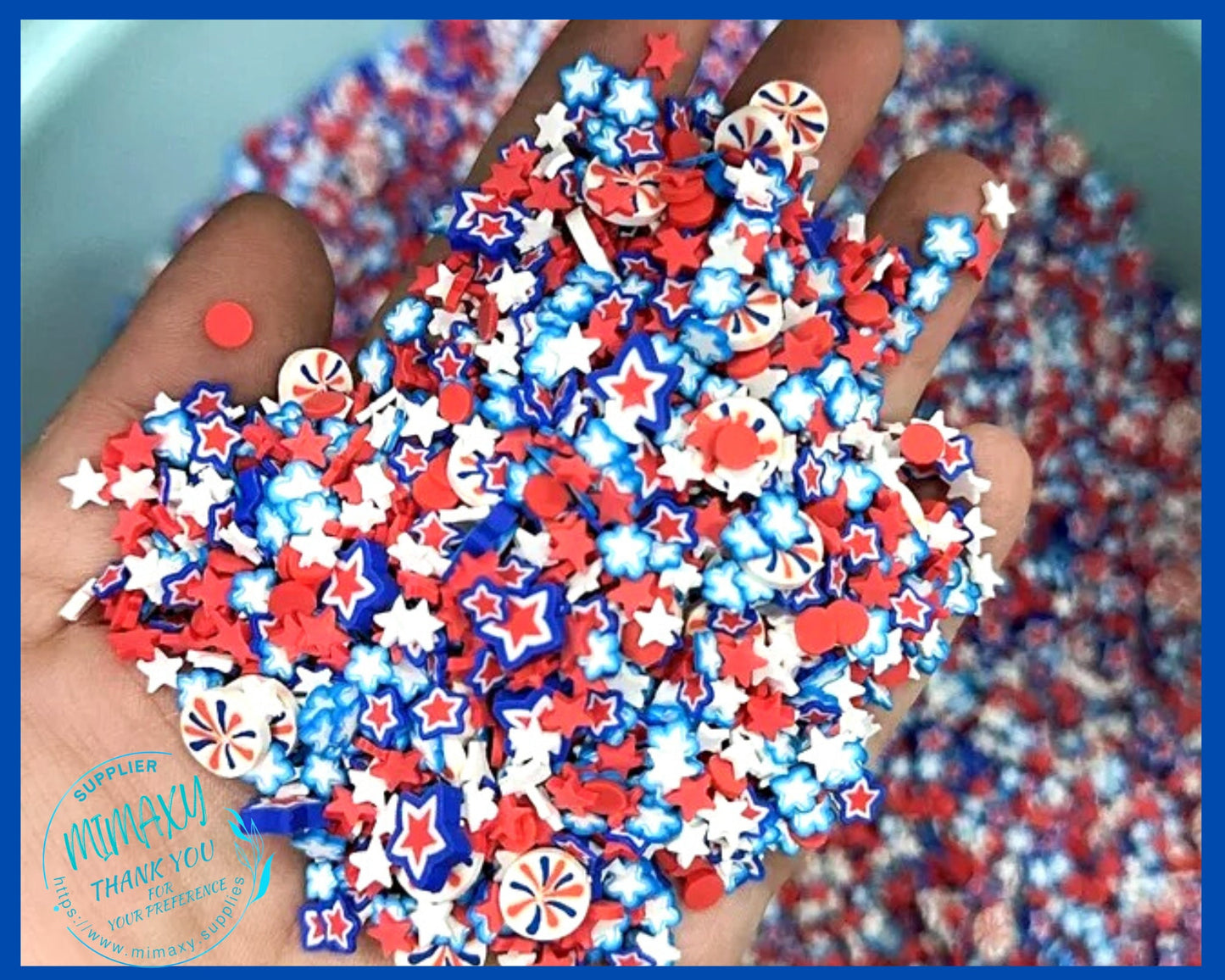 5mm USA FIREWORKS /star/ independence day /Fimo/Slice Perfect for diy/Fake Food/Slime/Snow Globe Tumblers/Deco Topping/Fake/America USA 007