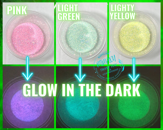 GLOW in the DARK, Fine Glitter, fluorescent, Cosmetic Glitter,Nail Art, Resin art,Snow Globe Tumbler ,Craft, Glow