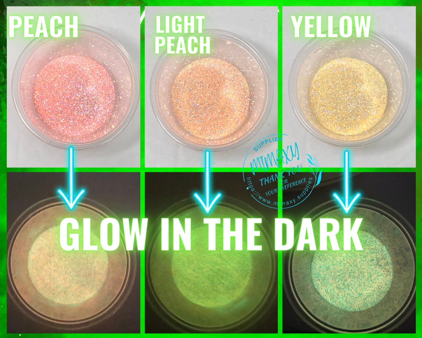 GLOW in the DARK, Fine Glitter, fluorescent, Cosmetic Glitter,Nail Art, Resin art,Snow Globe Tumbler ,Craft, Glow