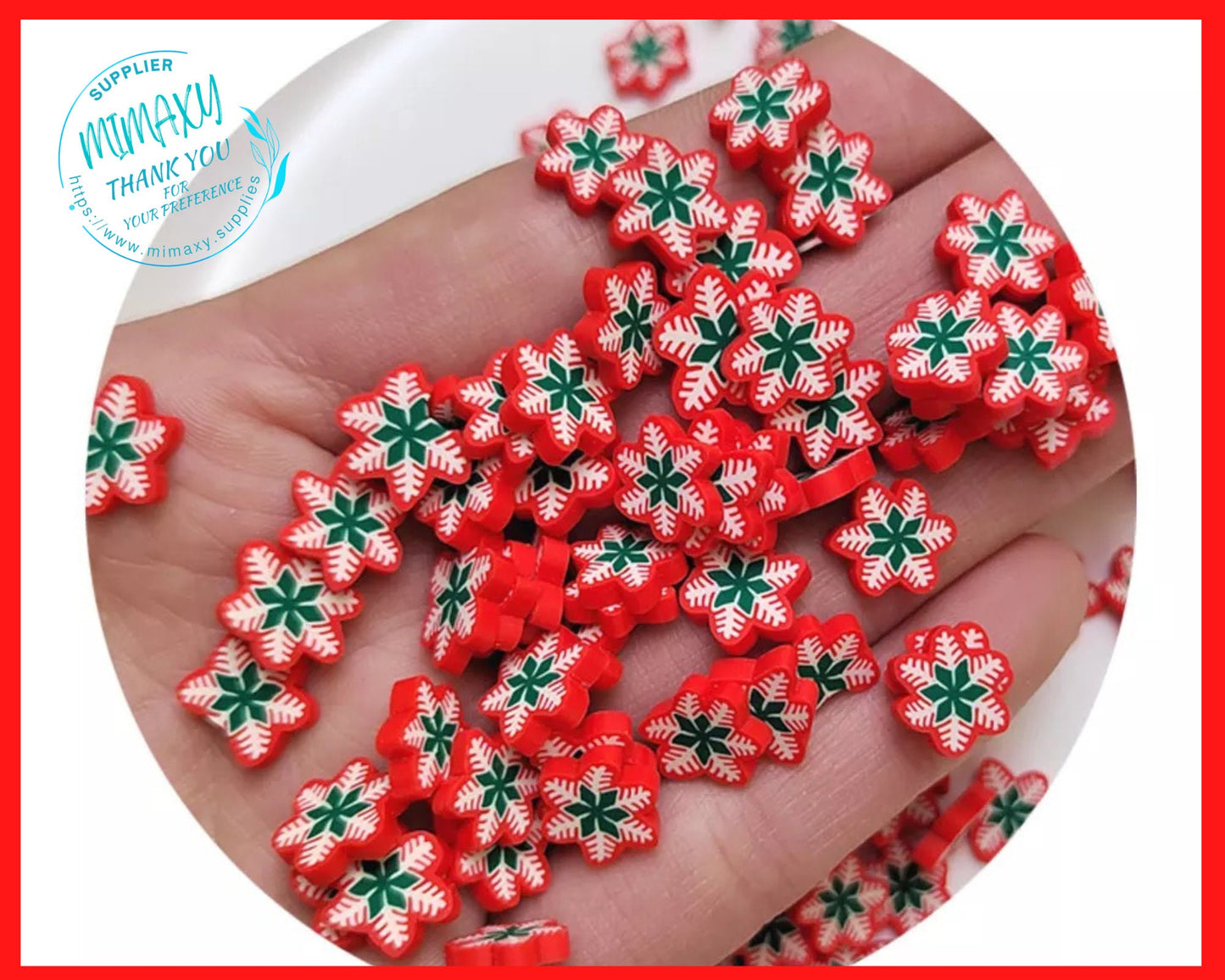 5mm CHISTMAS FLOWER/ Sprinkle, Slime, Polymer Clay Slices, Fake, Bake, Nail Art, Faux Craft Ships,lili, nochebuena, FLOWER 005