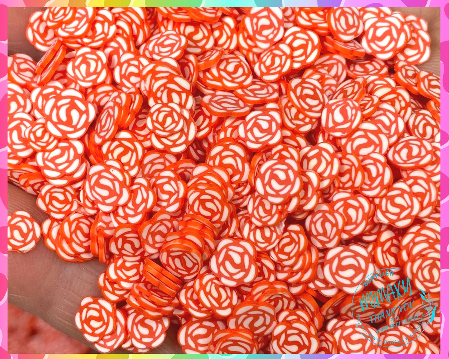 5mm RED ROSES, Polymer Clay Slices / resin art / nail art / snow globe tumbler / crafts / supplies / Diy / Cute / Flower, ROSES 002