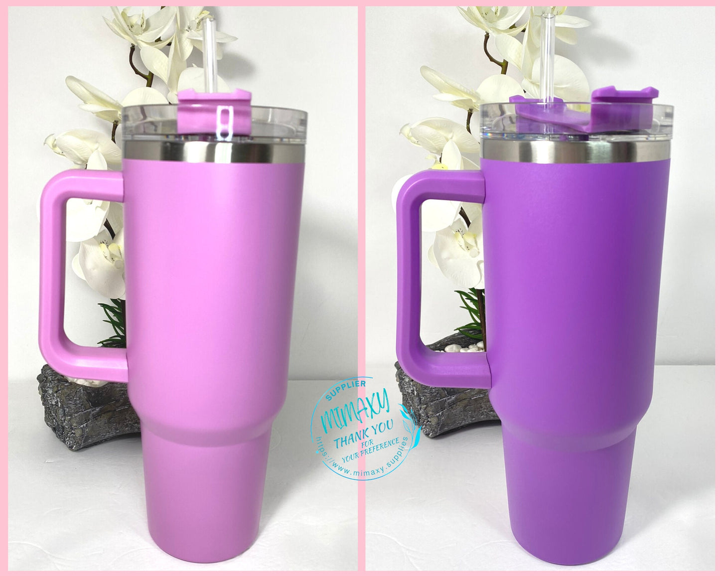 40oz. BLANK Double Wall Insulated Tumbler with handle and straw, large travel mug, stainless steel double wall vacuum travel, Ready to ship