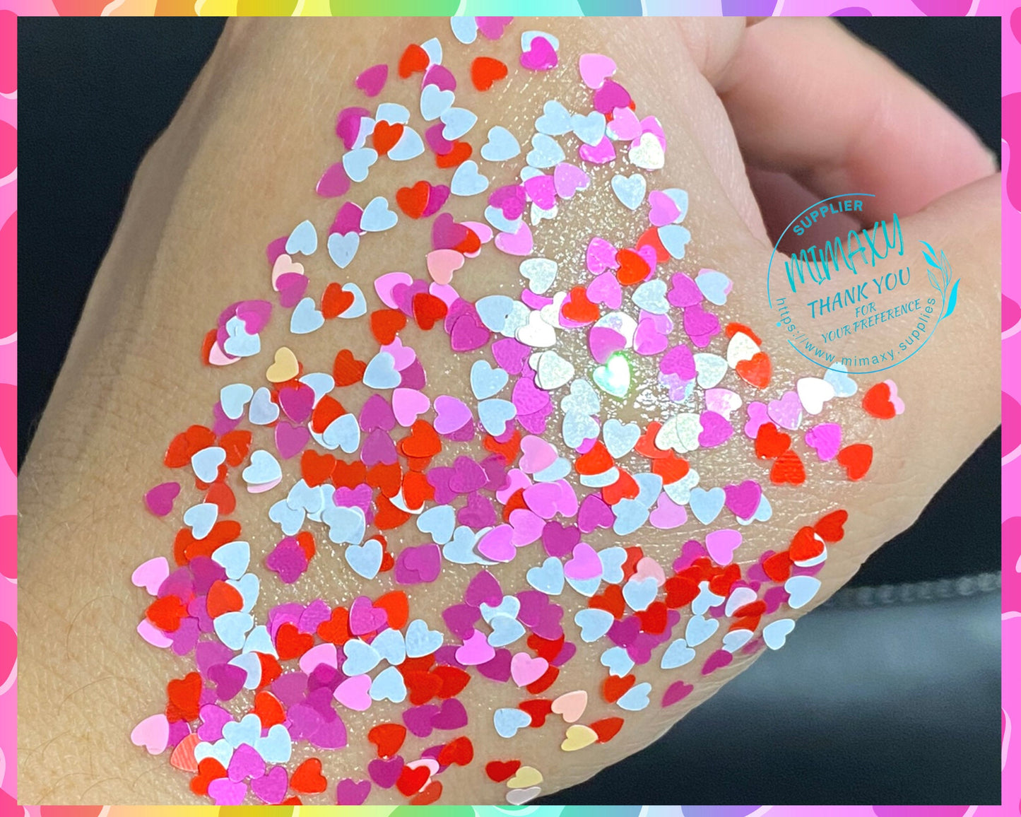 Romantic LITTLE HEART ,Shaped Glitter, Chunky Glitter Mix, Cosmetic, Nail, Resin art,Snow Globe Tumbler, Valentine, love, kiss, AMOR 002