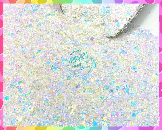 BLUE OPAL  ,Shaped Glitter, Chunky Glitter Mix, Cosmetic Glitter,Nail Art, Resin art,Snow Globe Tumbler,Craft, WHITE 003