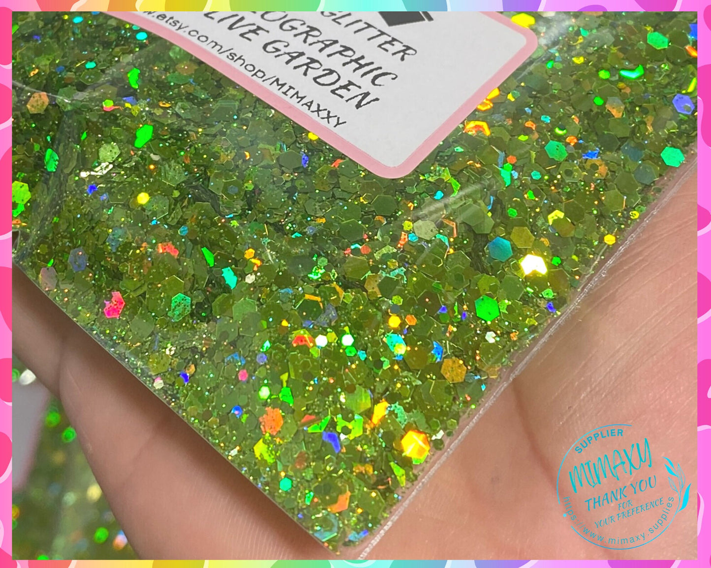 Holographic OLIVE GARDEN Shaped Glitter, CHUNKY Glitter Mix, Cosmetic Glitter,Nail Art, Resin art,Snow Globe Tumbler,Craft, Holographic 12