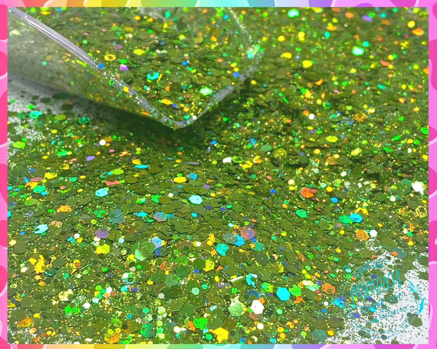 Holographic OLIVE GARDEN Shaped Glitter, CHUNKY Glitter Mix, Cosmetic Glitter,Nail Art, Resin art,Snow Globe Tumbler,Craft, Holographic 12