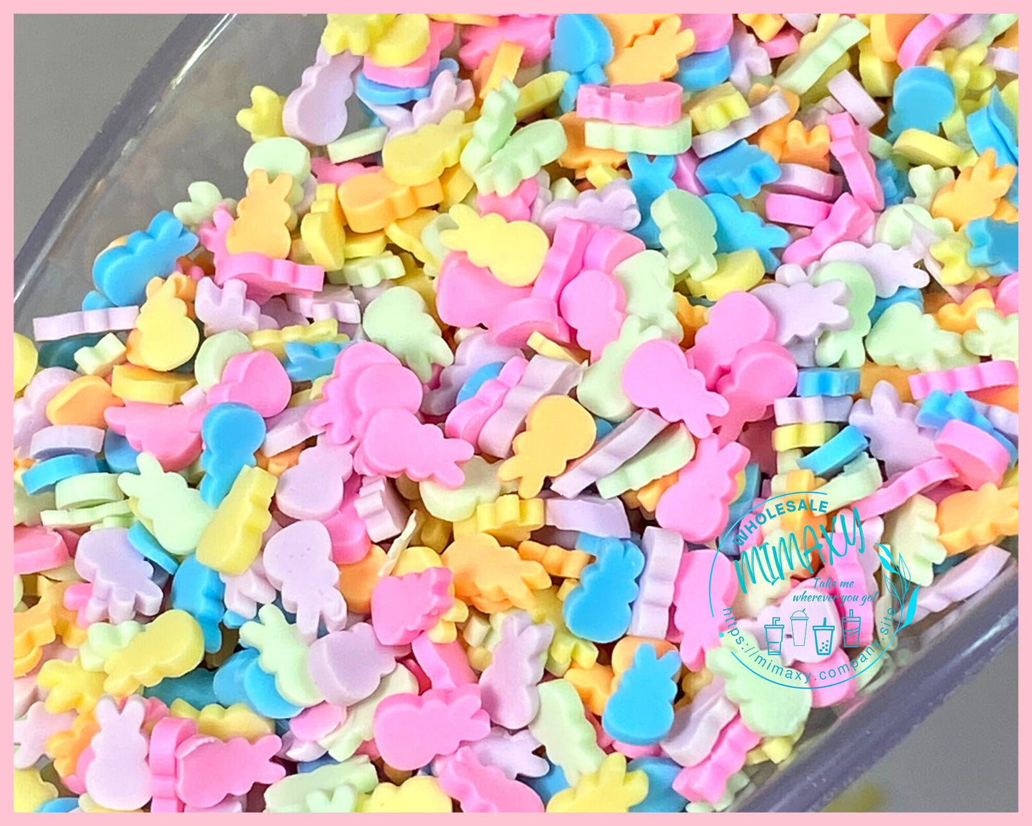 5mm BUNNY EASTER /Polymer Clay Slices / Diy/ Slime/ Fimo/ Resin art / nail art / rabbit, rainbow, sprinkles, pastel, baby, EASTER 003