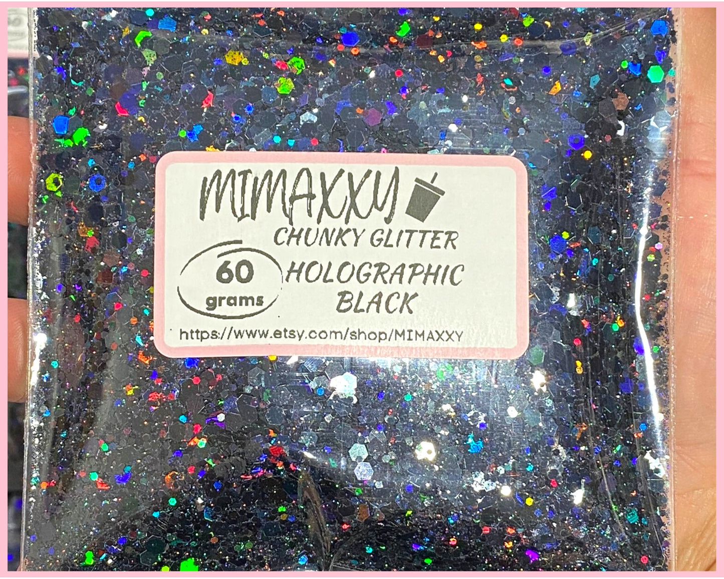 Holographic BLACK Shaped Glitter, CHUNKY Glitter Mix, Cosmetic Glitter,Nail Art, Resin art,Snow Globe Tumbler,Craft, Holographic 016