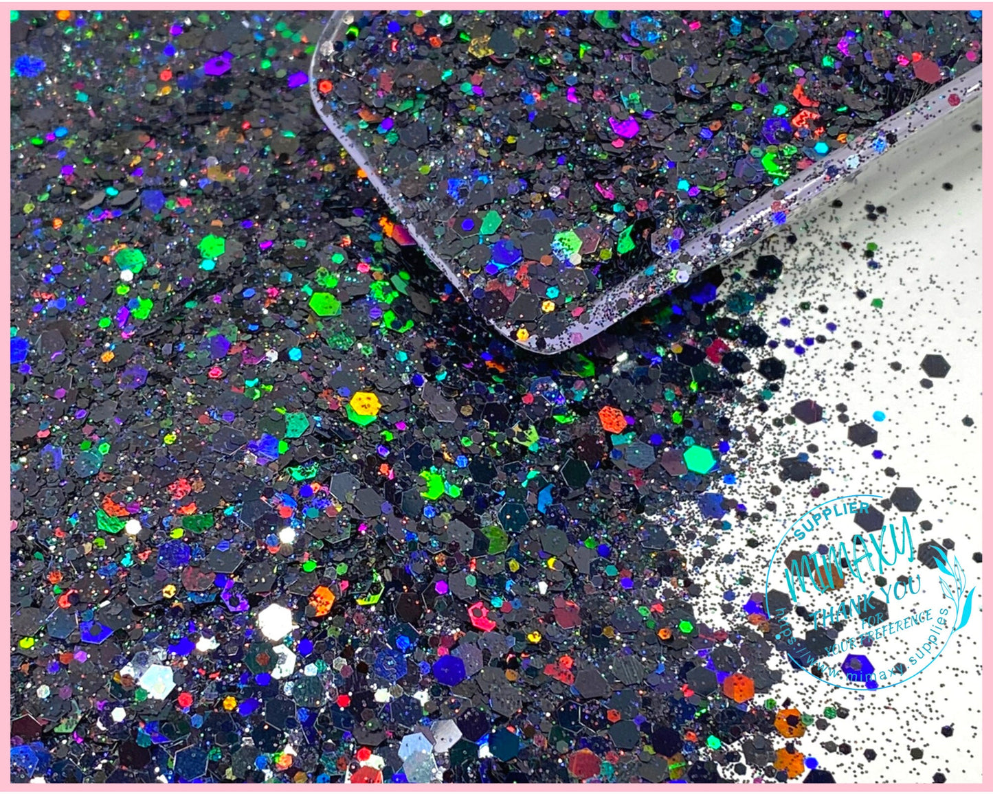 Holographic BLACK Shaped Glitter, CHUNKY Glitter Mix, Cosmetic Glitter,Nail Art, Resin art,Snow Globe Tumbler,Craft, Holographic 016