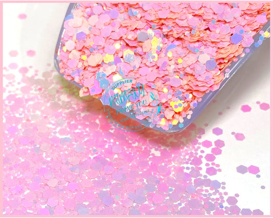 PINK OPALESCENT  ,Shaped Glitter, Chunky Glitter Mix, Cosmetic Glitter,Nail Art, Resin art,Snow Globe Tumbler,Craft, CHUNKY 002