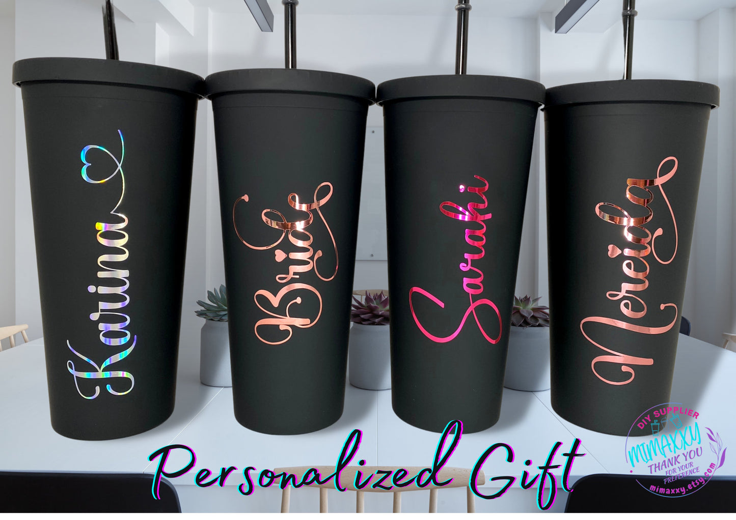 MATTE BLACK Personalized Acrylic Tumbler with Straw, Employee Appreciation, Teacher Gift, Valentine, Gift for Mom, Party Favors, Bridesmaid