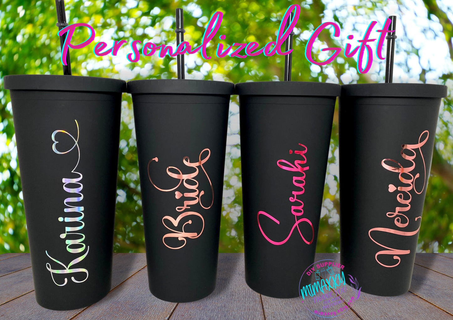 MATTE BLACK Personalized Acrylic Tumbler with Straw, Employee Appreciation, Teacher Gift, Valentine, Gift for Mom, Party Favors, Bridesmaid