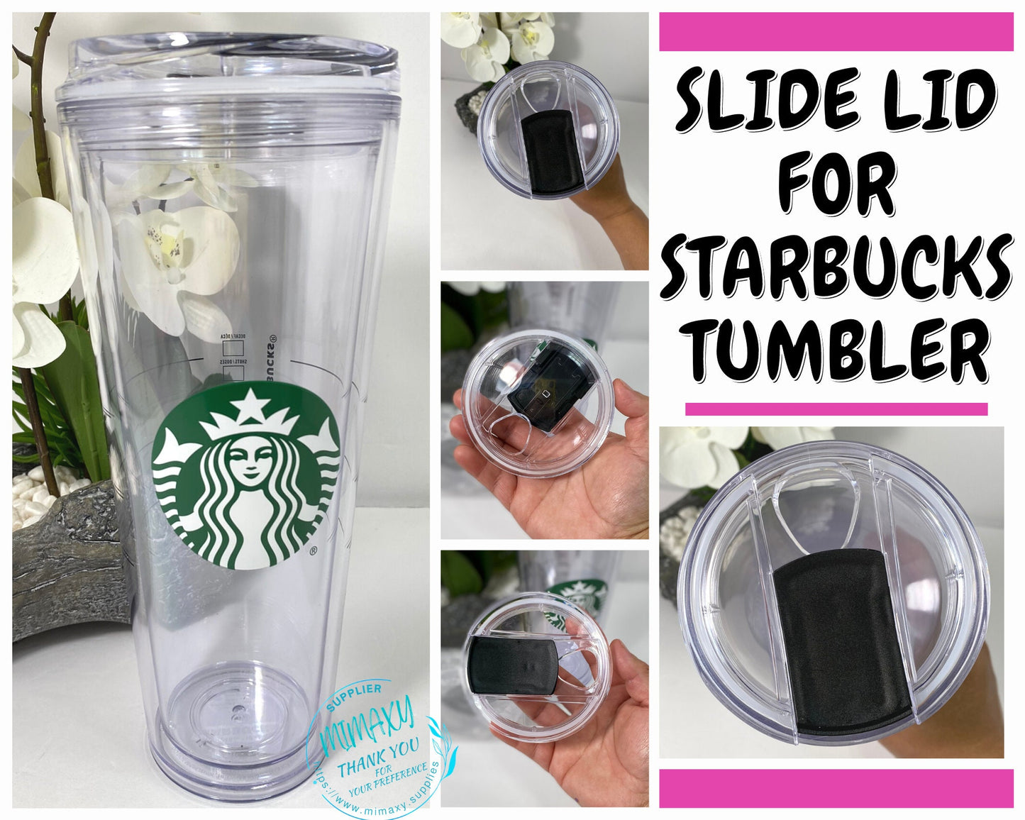 ACCESORY LID, Slde Flat lid for Starbucks Venti Tumbler,fit 24oz and 16 oz, blank acrylic tumblers, double wall acrylic tumbler, replacement