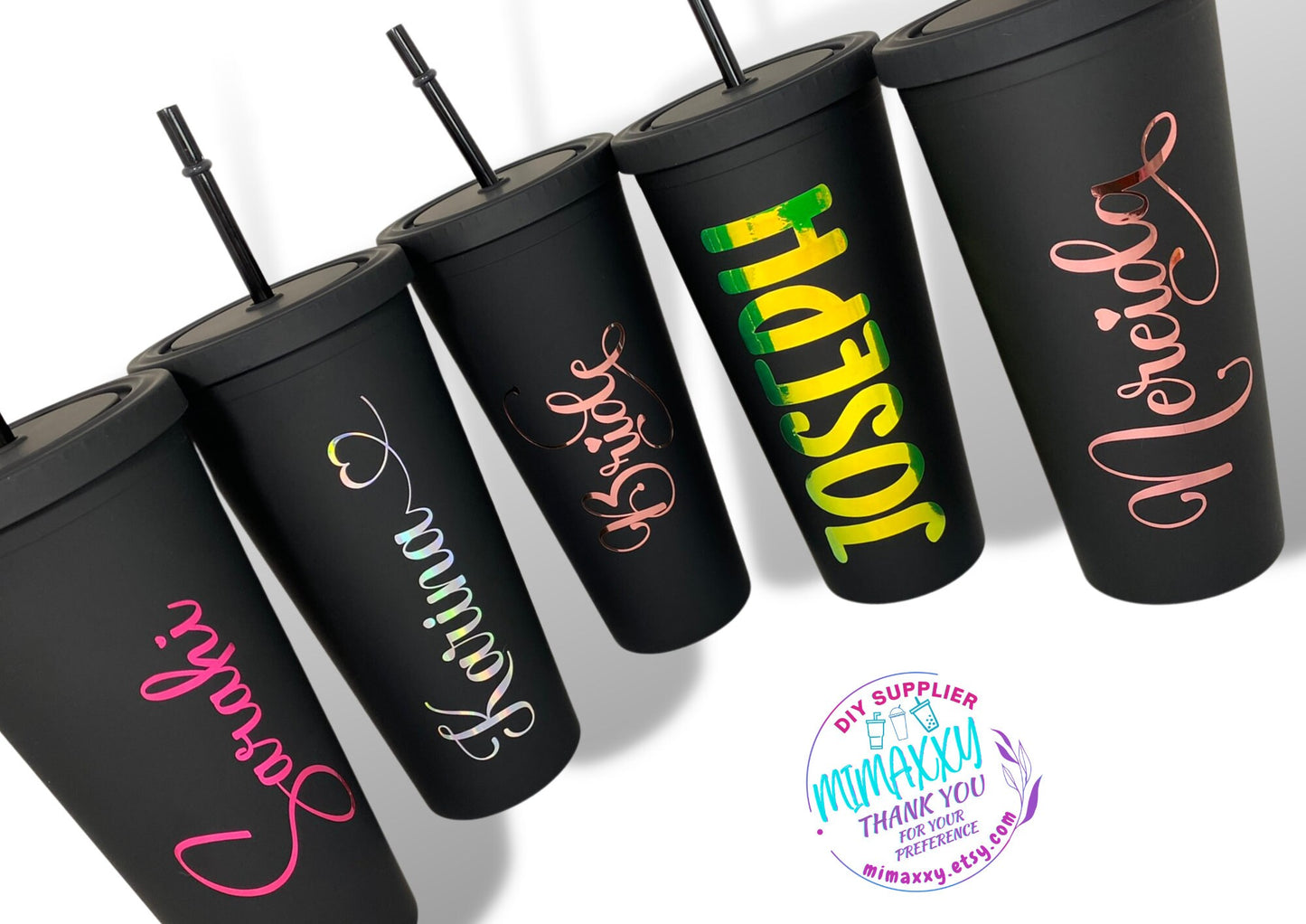 MATTE BLACK Personalized Acrylic Tumbler with Straw, Employee Appreciation, Teacher Gift, Valentine, Gift for Mom, Party Favors, Bridesmaid