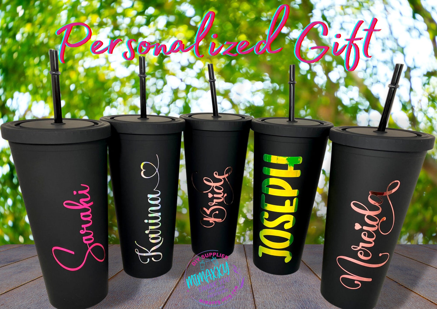 MATTE BLACK Personalized Acrylic Tumbler with Straw, Employee Appreciation, Teacher Gift, Valentine, Gift for Mom, Party Favors, Bridesmaid