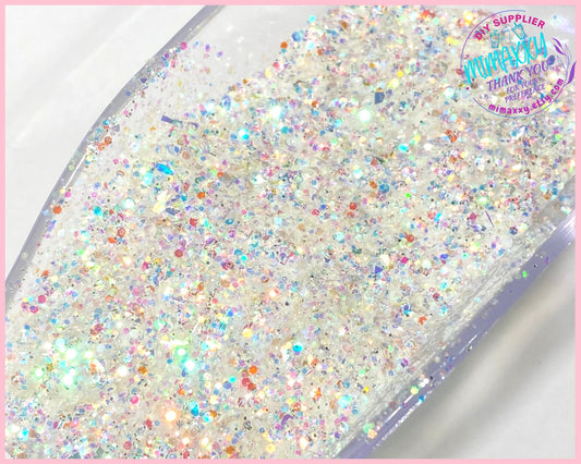 WHITE DIAMOND, Sparkling Opal Chunky Mixed Polyester Glitter, Cosmetic, body, Glitter,Nail, Art, Resin,Snow Globe Tumbler,Craft, Diamond 001