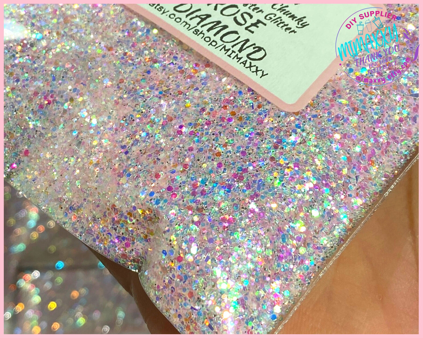 ROSE DIAMOND, Sparkling Opal Chunky Mixed Polyester Glitter, Cosmetic, body, Glitter,Nail, Art, Resin,Snow Globe Tumbler,Craft, Diamond 004