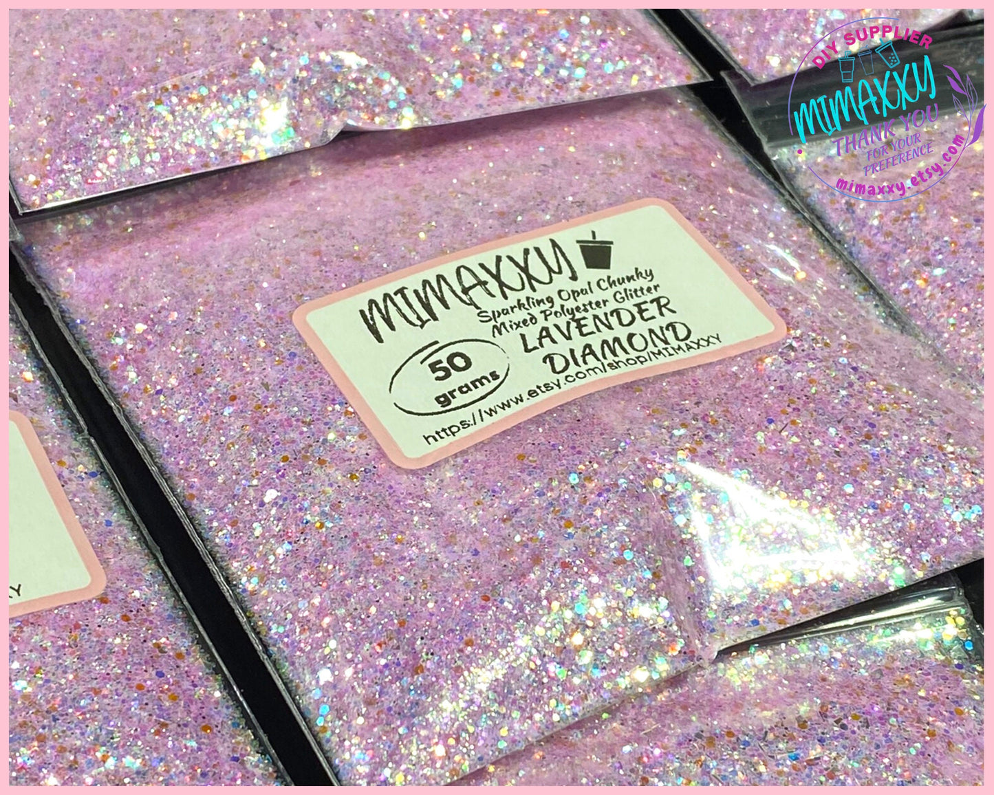 LAVENDER DIAMOND, Sparkling Opal Chunky Mixed Polyester Glitter, Cosmetic, body, Glitter,Nail, Art, Resin,Snow Globe Tumbler,Craft, Diamon 6