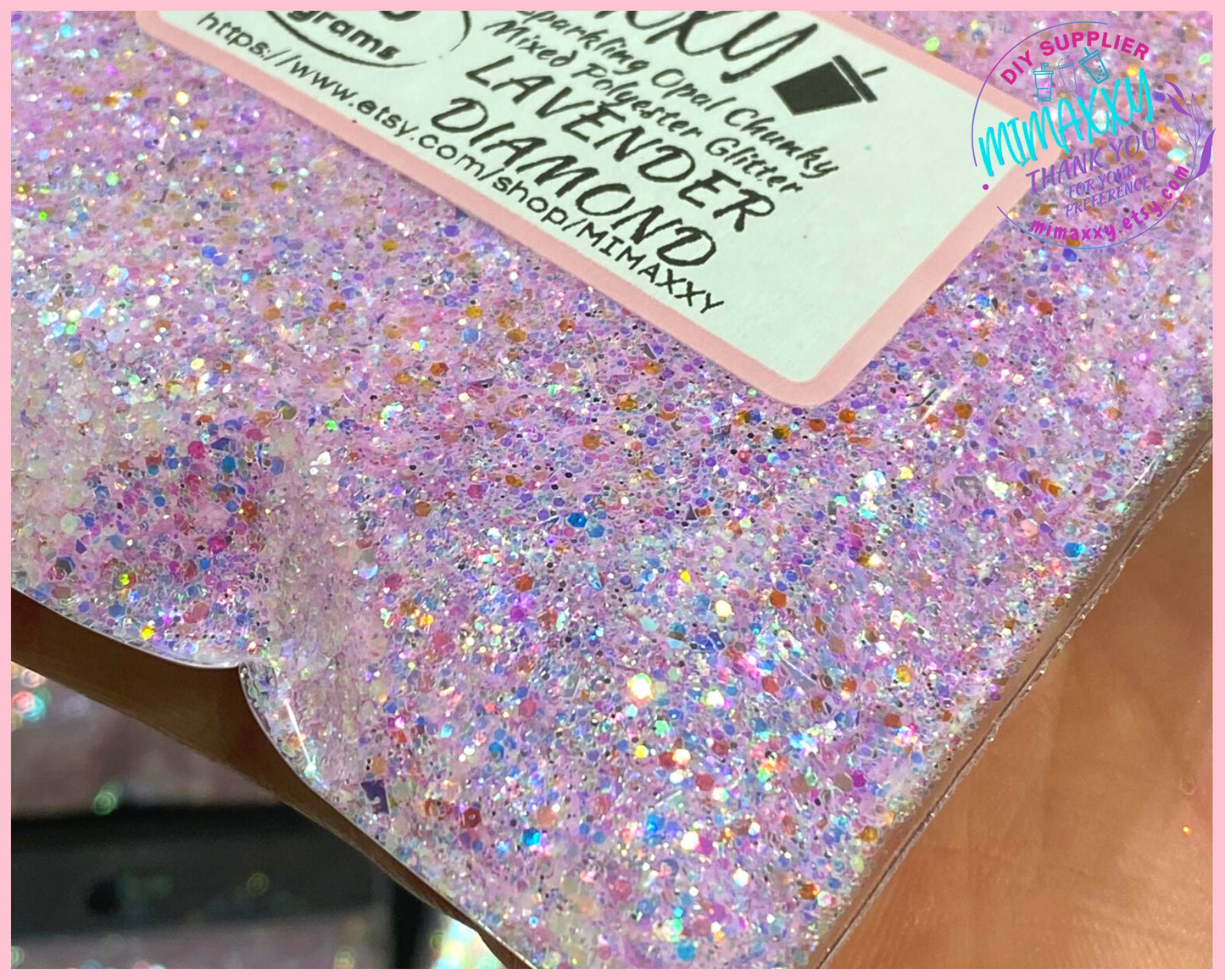 LAVENDER DIAMOND, Sparkling Opal Chunky Mixed Polyester Glitter, Cosmetic, body, Glitter,Nail, Art, Resin,Snow Globe Tumbler,Craft, Diamon 6