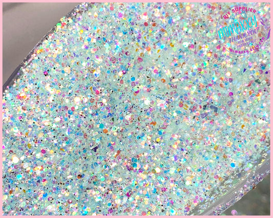 AQUAMARINE DIAMOND, Sparkling Opal Chunky Mixed Polyester Glitter, Cosmetic, body, Glitter,Nail, Art, Resin,Snow Globe Tumbler,Craft, Diam 7