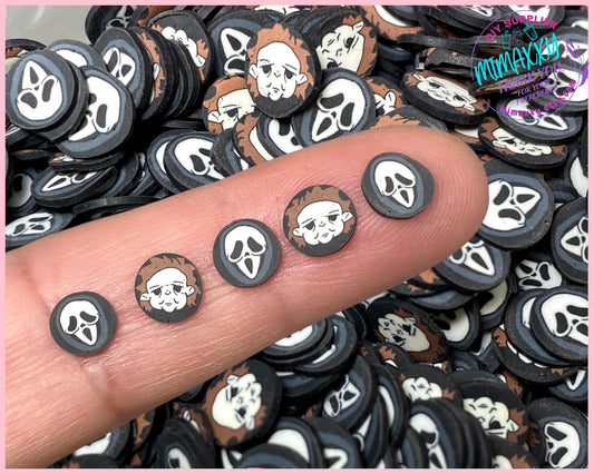 5mm Horror Face,GHOST, Witches brew/ Sprinkle, Slime Polymer Clay Slices, Fake Bake Nail, Craft Ships, mix, black, HALLOWEEN MIX 008