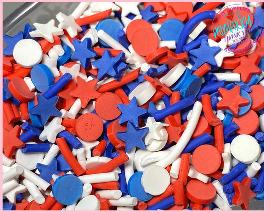 5mm Mix USA STAR/ independence day /Fimo/Slice Perfect for D iy/Fake Food/Slime/Snow Globe Tumblers/Deco Topping/Fake/America USA 004