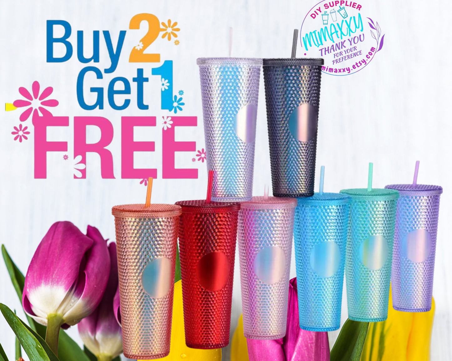 24oz. STUDDED Spring Tumbler /Gift / Cup/ Blank Cup / Blank Tumbler / Coffee Shop Tumbler / Cold Cup / Customizable Logo /No Brand /