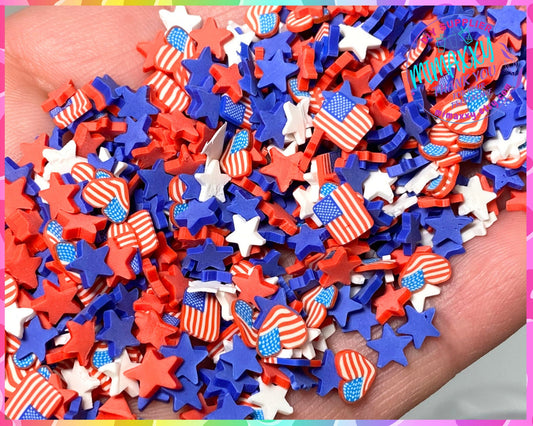 5mm Mix USA FLAG star/ independence day /Fimo/Slice Perfect for Diy/Fake Food/Slime/Snow Globe Tumblers/Deco Topping/Fake /America USA 002