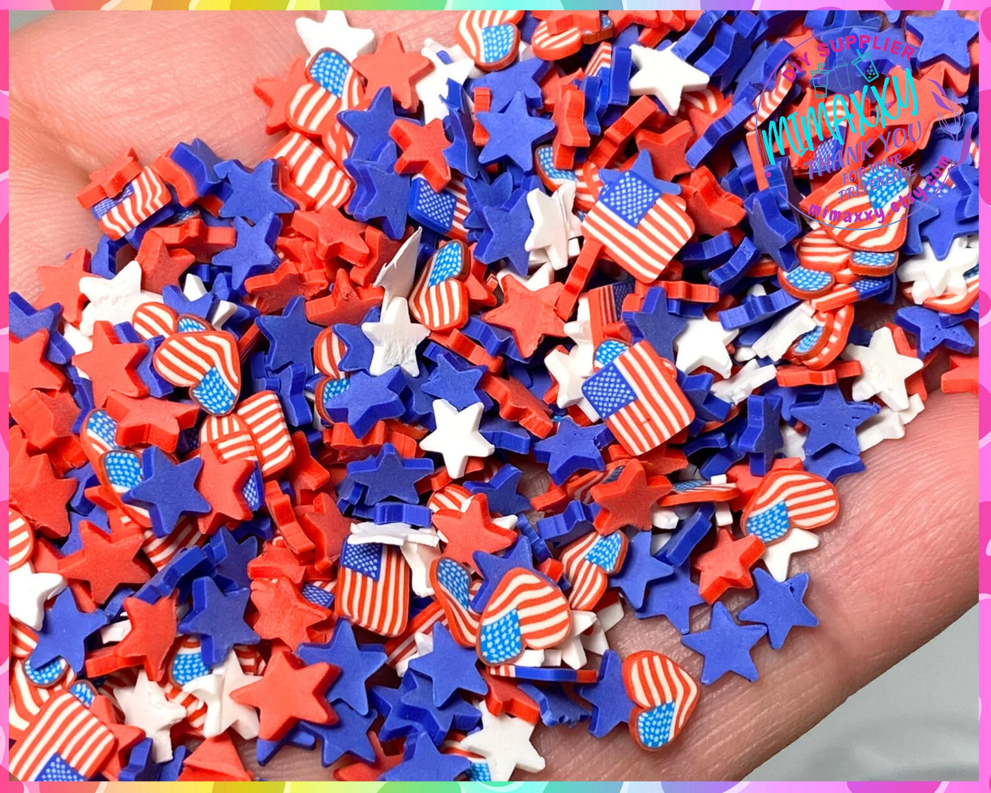 5mm Mix USA FLAG star/ independence day /Fimo/Slice Perfect for Diy/Fake Food/Slime/Snow Globe Tumblers/Deco Topping/Fake /America USA 013