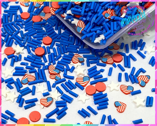 5mm Mix USA FLAG star/ independence day /Fimo/Slice Perfect for Diy/Fake Food/Slime/Snow Globe Tumblers/Deco Topping/Fake /America USA 008