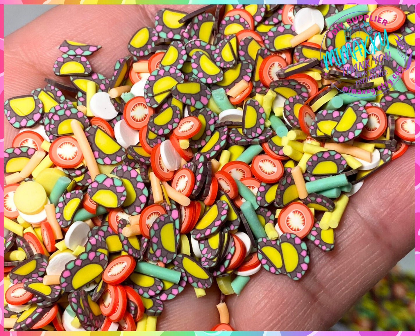 5mm Taco Tuesday, Mexico /Fake Sprinkle/Fimo/Diy /Fake Food/Slime/Snow Globe Tumblers/Deco Topping/Fake Dessert/Mexican, FAST FOOD 008