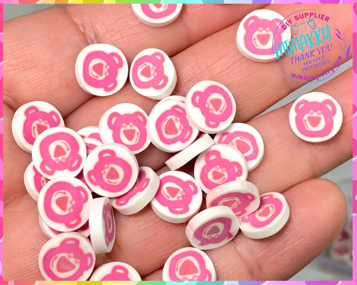 10mm Pink Bear/ toy, Kuwaii /Fimo/Slice Perfect for DIY/Fake Food/Slime/Snow Globe Tumblers/Deco Topping/Fake Dessert, MOVIE 006