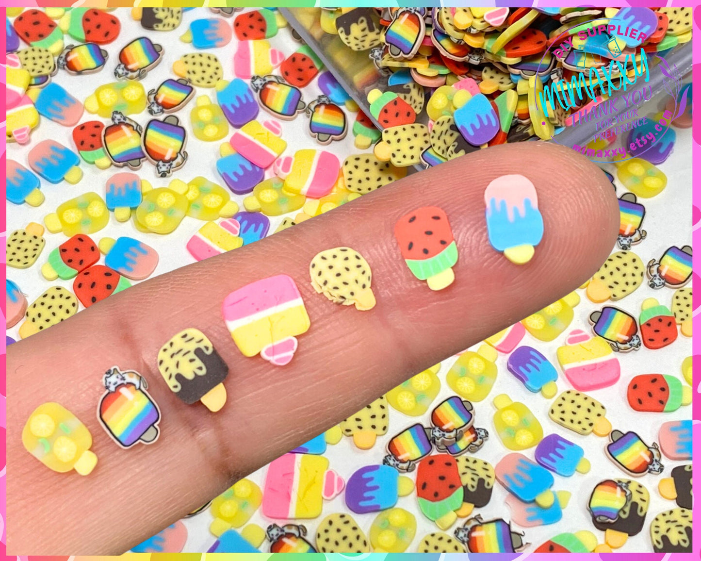 5mm  POPSICLE / Candies/ Polymer Clay Slices / resin art / nail art / snow globe tumbler / crafts / DIY / Cute / ice cream, DESSERT 001