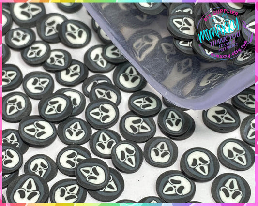 5mm. Horror Face, GHOST, Witches brew / Sprinkle, Slime Polymer Clay Slices, Fake Bake Nail, Craft Ships, mix, black, MOVIE 004