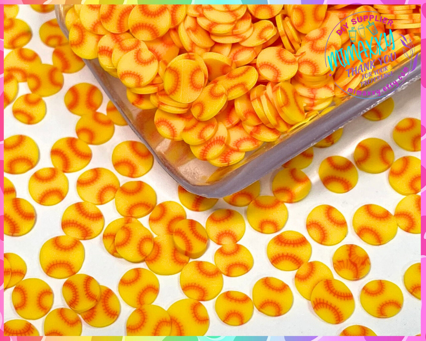 5mm Soft Ball/ Ball/ SPORT/Sprinkle/ Slime Polymer Clay Slice Slices Fake Bake Nail Art Faux Craft Ships, BALLS 011