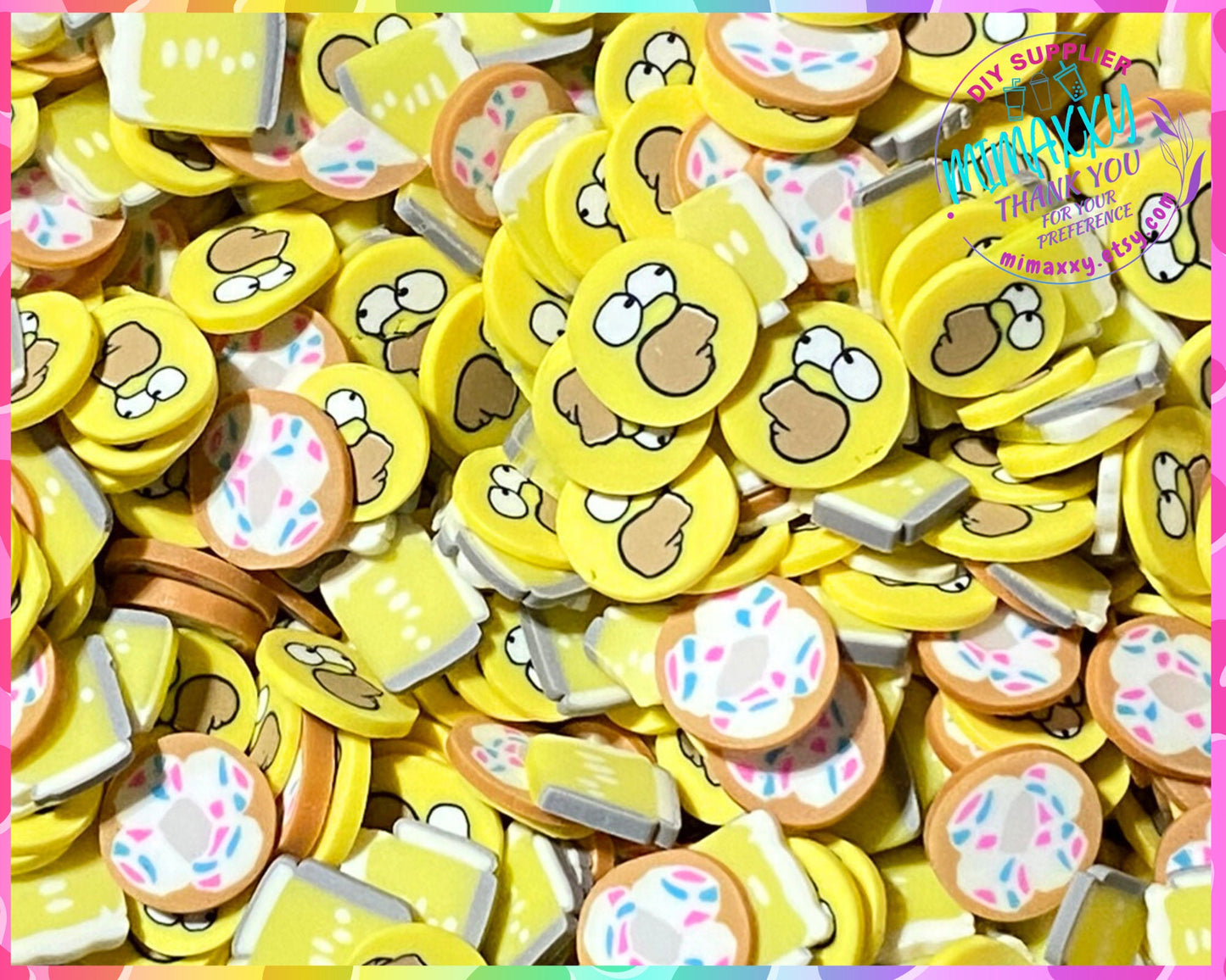 5mm Mix Homer Beer and Doughnut, Polymer Clay Slices / resin art / nail art / snow globe tumbler / crafts supplies / Diy dessert, MOVIE 008