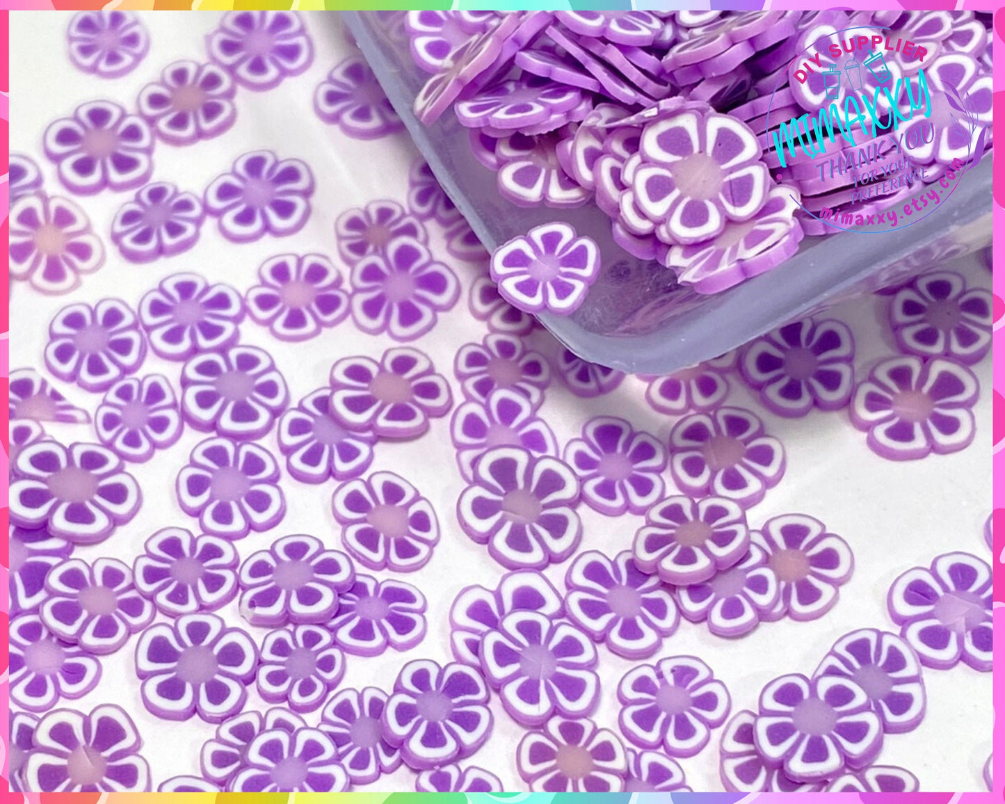 5mm Lavender Flower/ Sprinkle, Slime, Polymer Clay Slices, Fake, Bake, Nail Art, Faux Craft Ships, FLOWERS 008