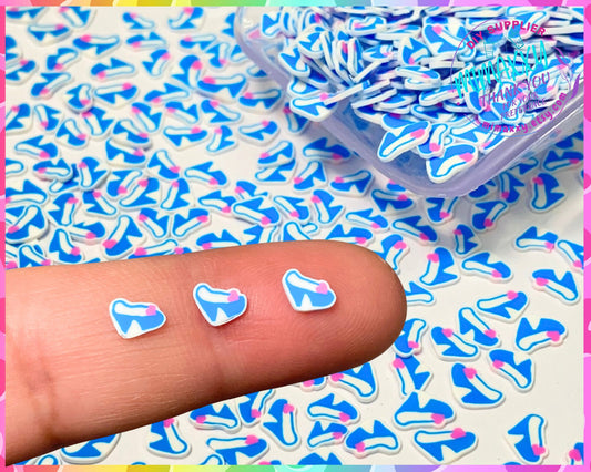 5mm GLASS SLIPPER, Blue Princess, Carriage, Princess, Sprinkle Slime, Polymer Clay Slice Slices Fake Bake Nail Art Faux Craft , CARTOON 13