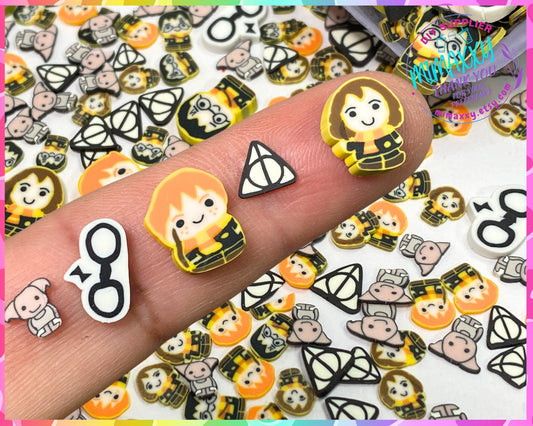 5-10mm Wizard Friends Polymer Clay Slices, Slime, Craft Supplies, Faux Sprinkles, Non-Edible, Tumbler Making, Nail Art, Cute Fimo, MOVIE 001