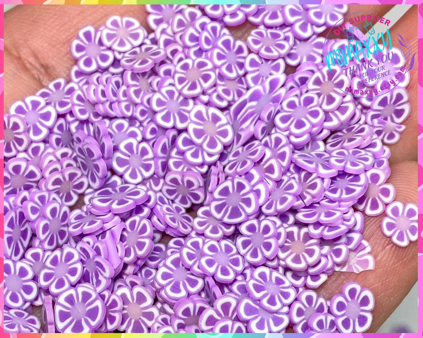 5mm Lavender Flower/ Sprinkle, Slime, Polymer Clay Slices, Fake, Bake, Nail Art, Faux Craft Ships, FLOWERS 008