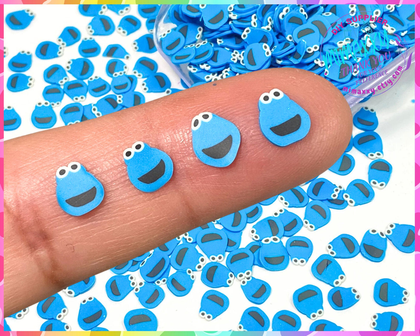 5mm Blue Monster, Polymer Clay/Fake Sprinkle/Fimo/ DIY/Fake Food/Slime/Snow Globe Tumblers/Deco Topping/Fake Dessert, COOKIES 005