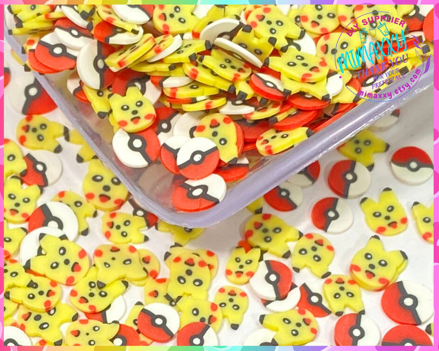 5mm Poke=mon  mix, polimer clay slices / pokeball / resin art / nail art / crafts / DIY / CARTOON MIX 018